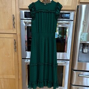 NWT Women’s CeCe Elegant Green Dotted-Swiss Dress